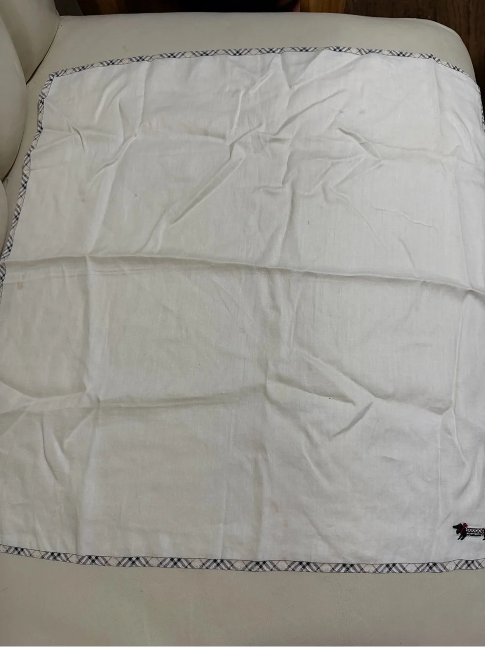 Burberry Cream Plaid Dachshund Embroidered scarf/bandana